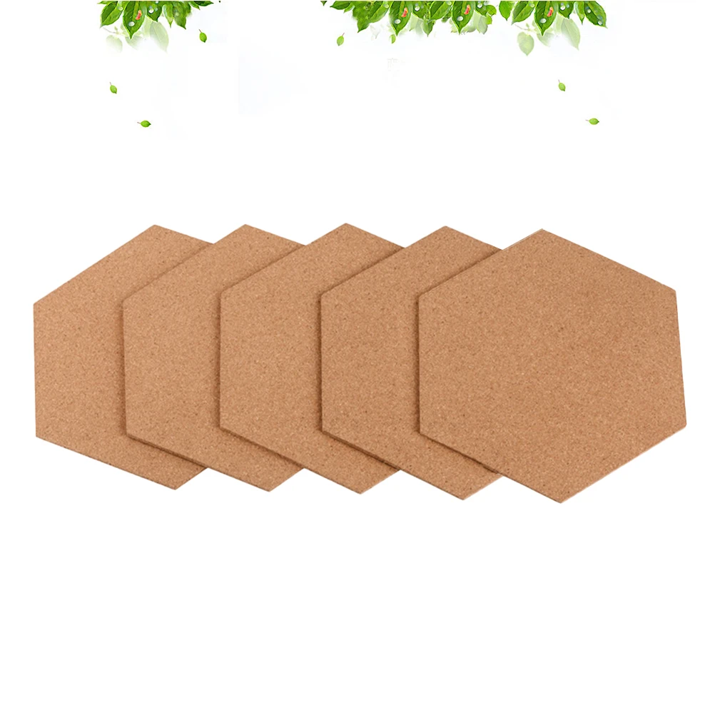 5pcs 육각 코르크 게시판 천연 코르크 타일 벽 장식 홈 오피스 메모 보드 공지 보드 120X120Cm