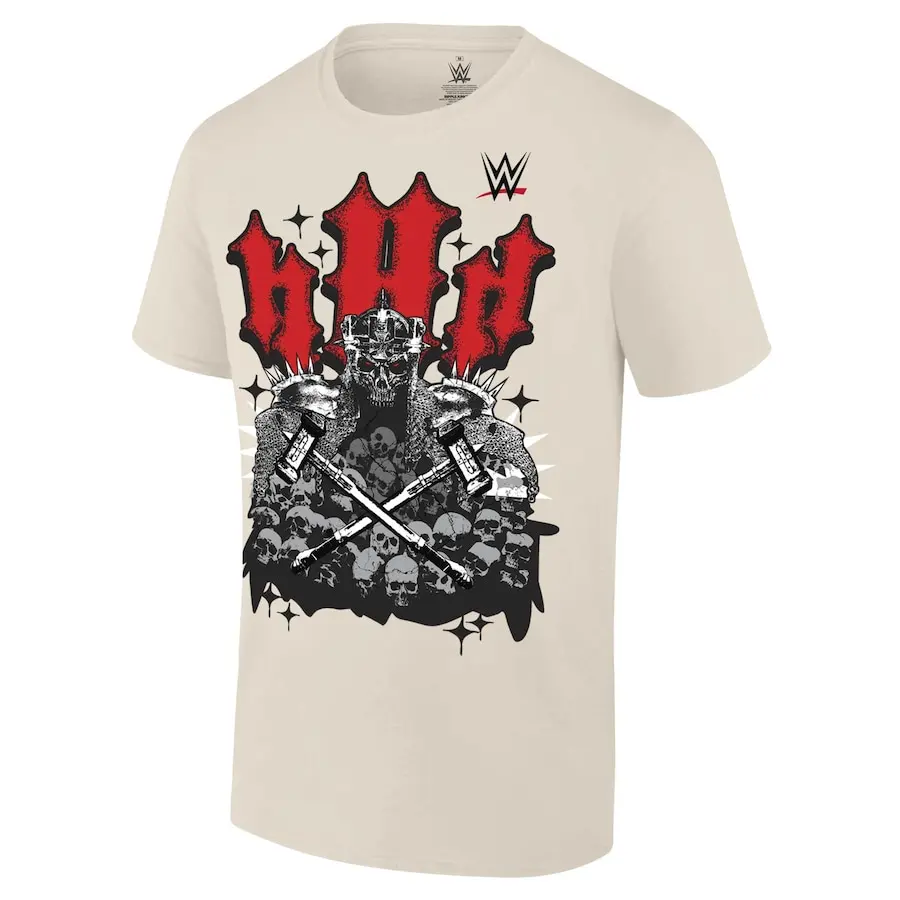 Men'sCream Triple H Skull and Hammer T-Shirt