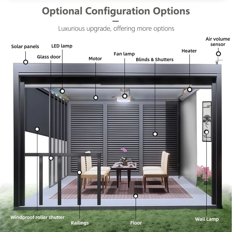Eco Friendly Heavy-Duty Matte White Aluminum Sunroom Pergola Transparent Glass Sliding Balcony Winter Garden