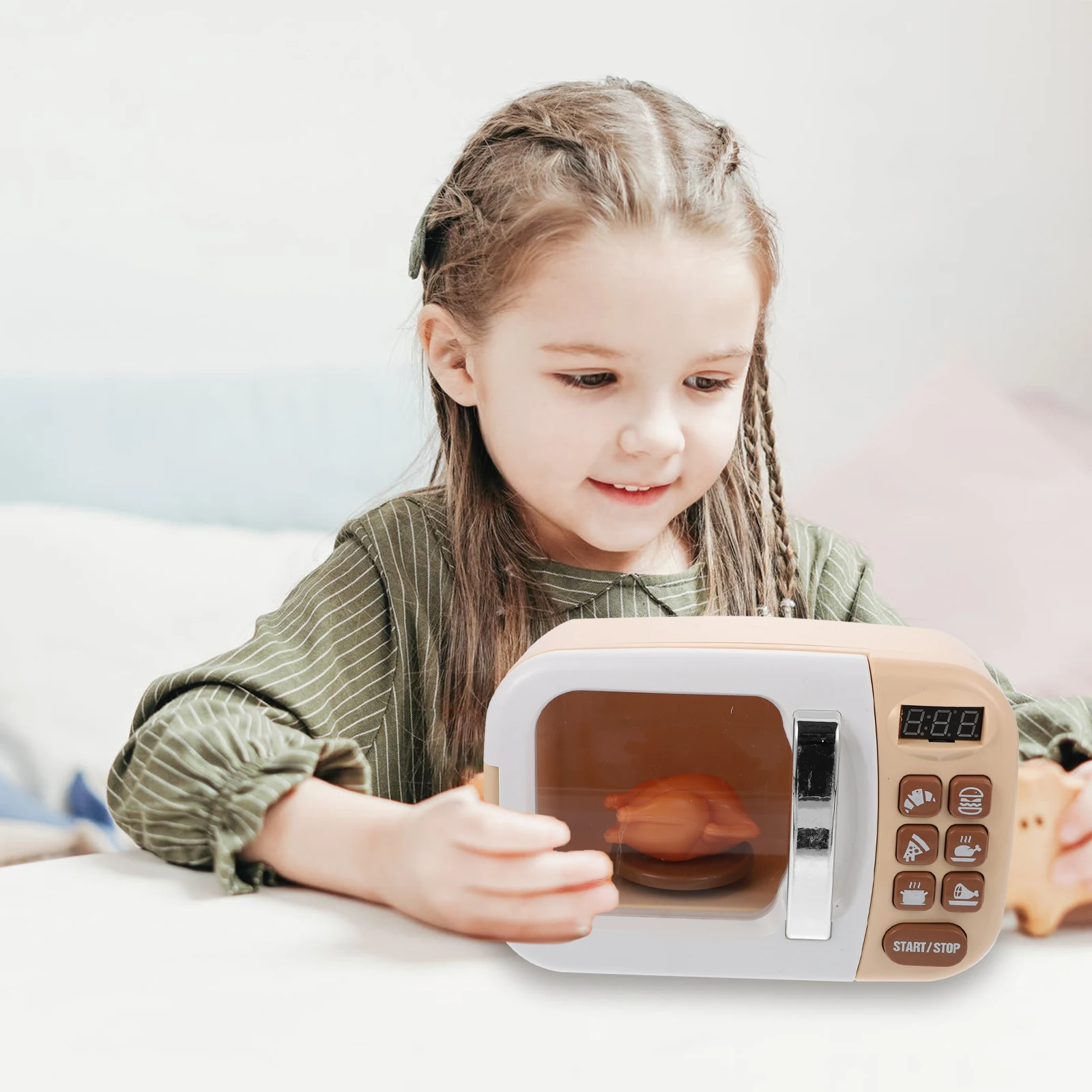 

Simulated Microwave Oven Toy for Kids Play Kitchen Mini Appliance Funny Sound Effects Lightweight Desktop nament Educational Toy