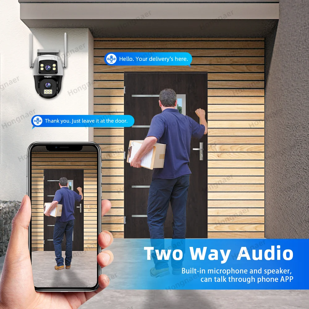 Hongnaer 8MP Dual Lens V380 Pro 4K Night Vision Smart CCTV PTZ IP Wireless WiFi Home CCTV Network Security Outdoor Camera