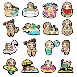 Sale 1Pcs Cute Cute Sloth Shoe Charms for Crocs Accessories Sandals Wristband Pin Buckle Decorations Boys Girls Party Gifts