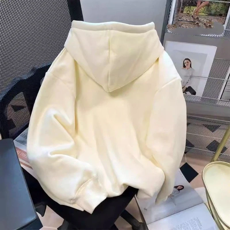 Winter Thickened Velvet Women's New Cartoon Three-dimensional Doll Top Loose Hooded Sweatshirt