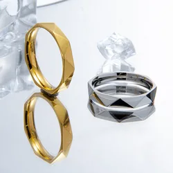 4mm Minimalism Stainless Steel Rhombus Surface Cutting Unisex Ring Jewelry Props Accessories Gifts Classic Couple Jewelry