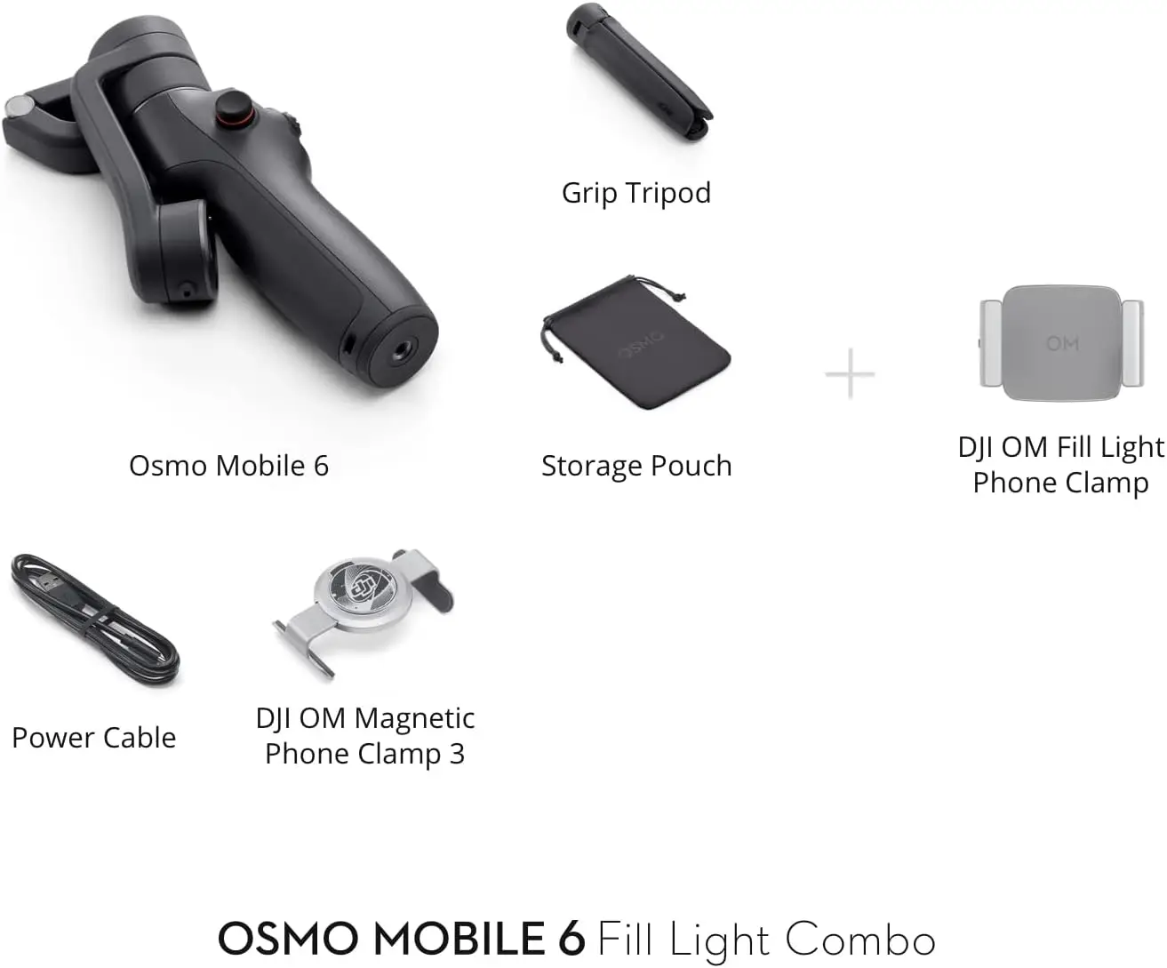 DJI Osmo Mobile 6 Fill Light Combo, 3-Axis Phone Gimbal, Built-in Extension Rod，Slate Gray