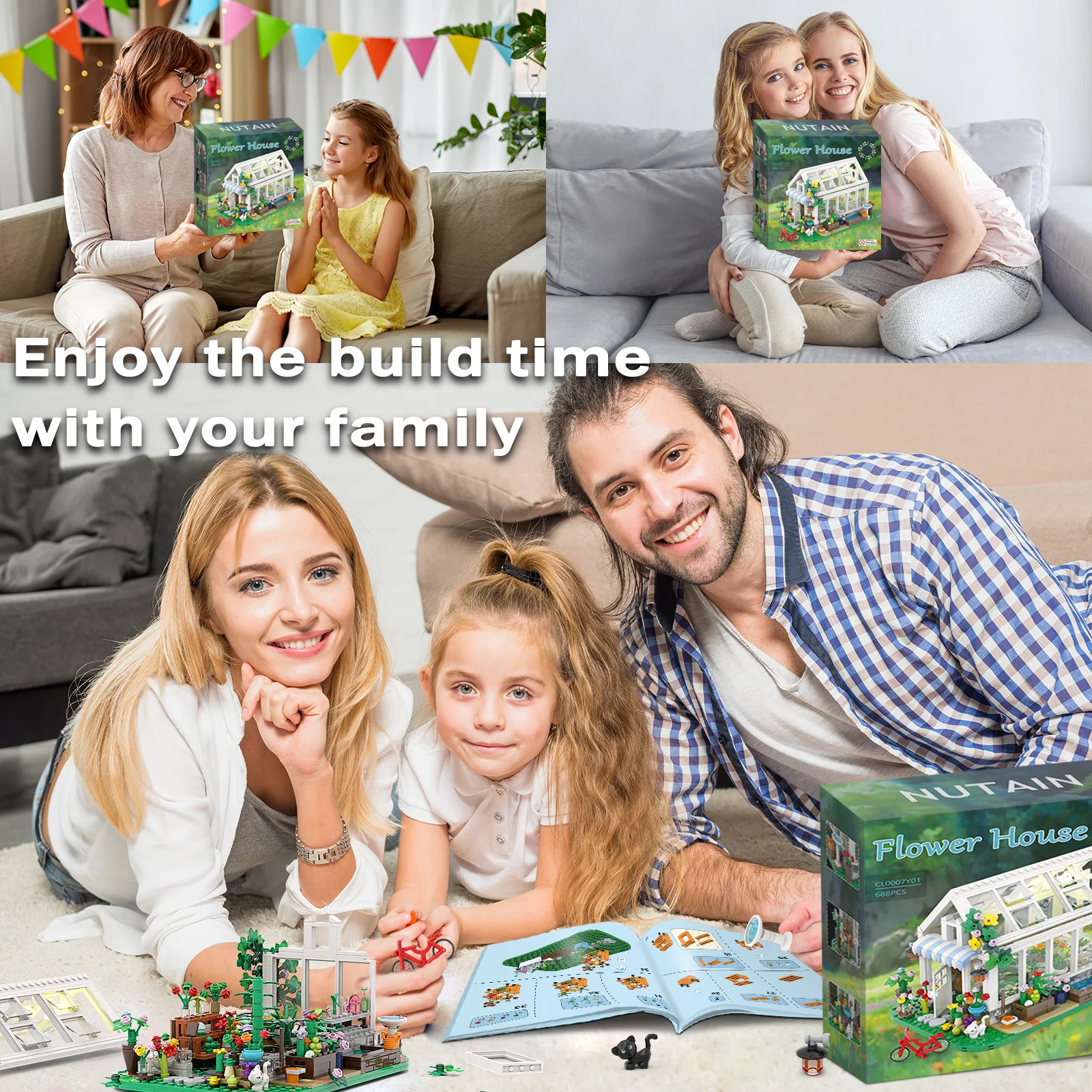 688PCS la più recente casa dei fiori Mini Building Block Set City Street View serra Building Blocks kit di modelli regali di compleanno