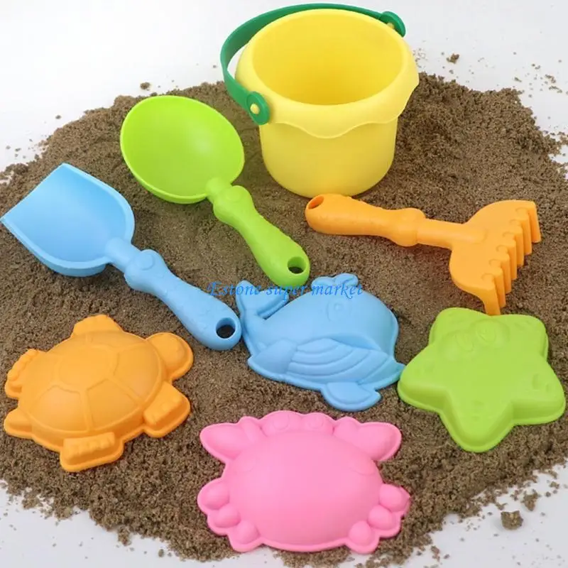 090B 8 Piece Beach Toy Set For Children Safe And Bright ABS Sand Play Accessories