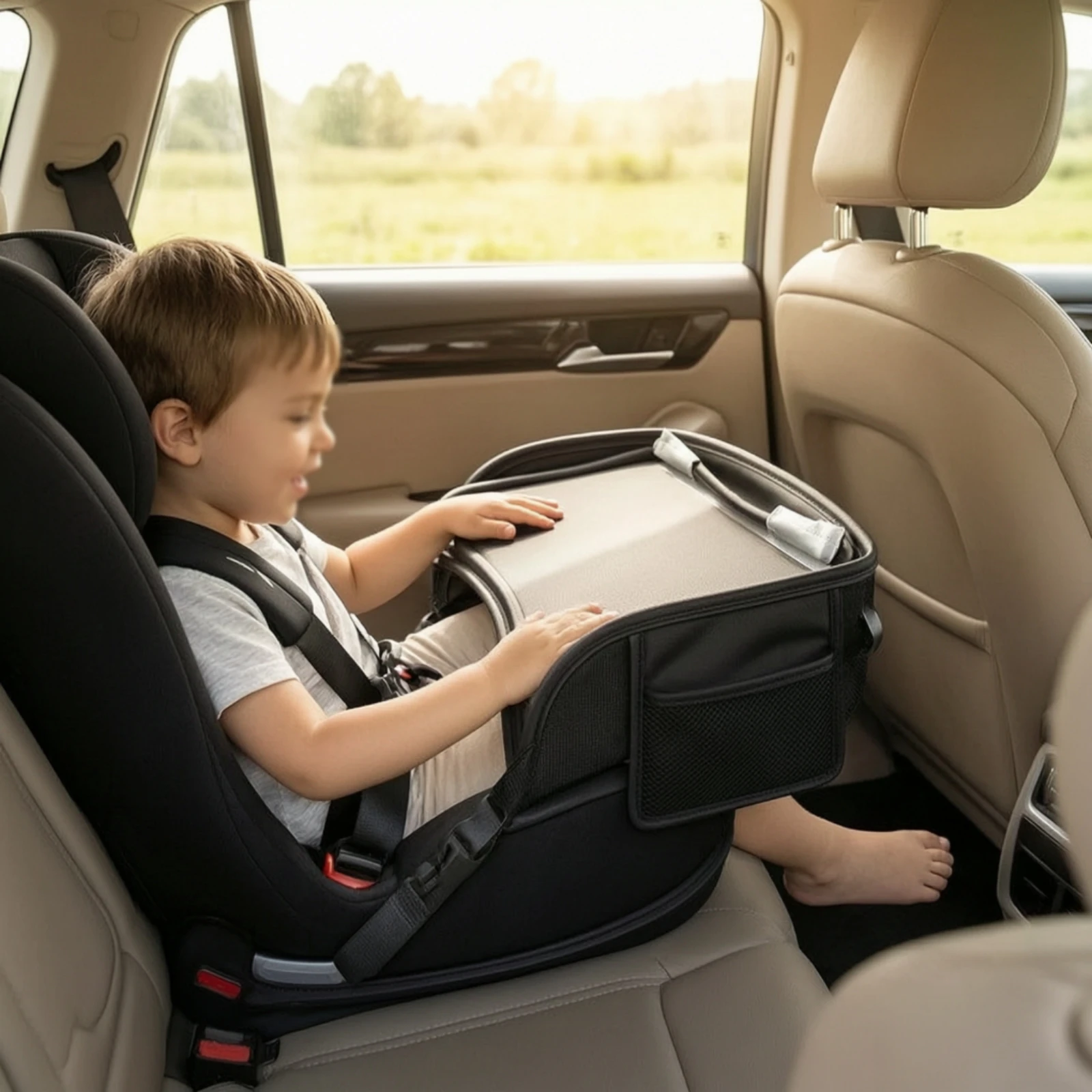 Seatback Organizer with Tray Portable Backseat Car Organizer with Tray Stable High-Capacity for Toddlers, Road Trips