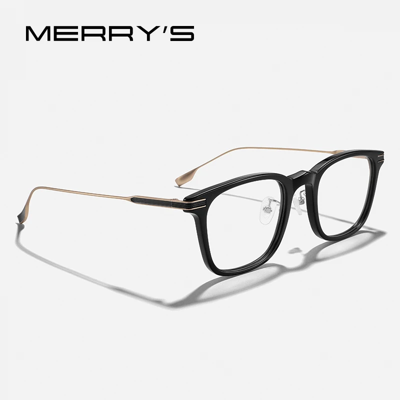 MERRYS DESIGN, gafas de acetat de titanio puro para hombre, montura para mujer, gafas graduadas cuadradas clásicas, gafas ópticas S2706