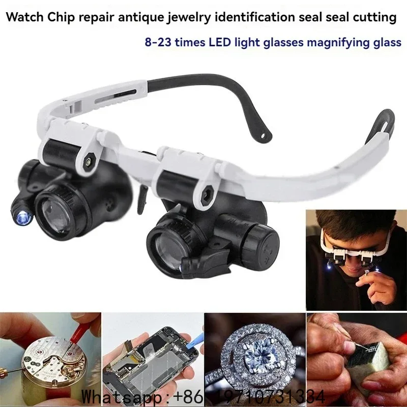Head Magnifier Clock Repair Engraving Glasses Antique Jewelry Identification 3 Group Magnification Led Lights Repair Tools