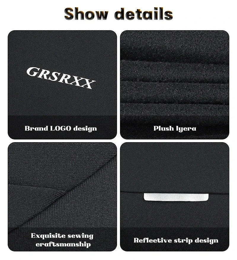 GRSRXX Herren-Fahrradjacke, mit Fleece gefüttert, MBT-Fahrradjacke, Winter-Fahrradtrikot, langärmelig, Winter-Fahrradbekleidung. – Detail 10