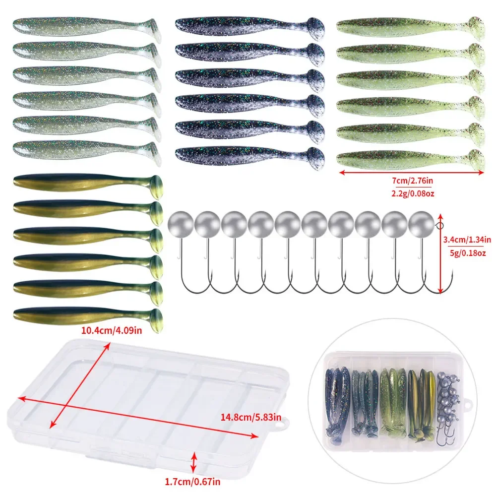 Kit Señuelos Blandos con Jig Head y Anzuelos para Pesca - imagen 5
