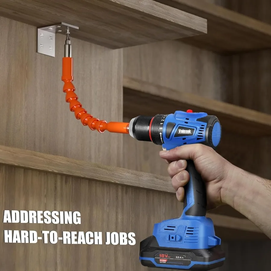Set Bor Tanpa Kabel 18V Brushless Power Impact Driver dengan Baterai dan Pengisi Daya 3 8 Chuck Tanpa Kunci Bor Driver Kecepatan Variabel Bit