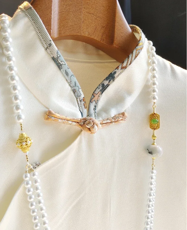 Women's Chinese Style Embroidery Loose Vintage Blouses, Ladies Clothing, Spring and Summer Fashion, Long Sleeves Tops