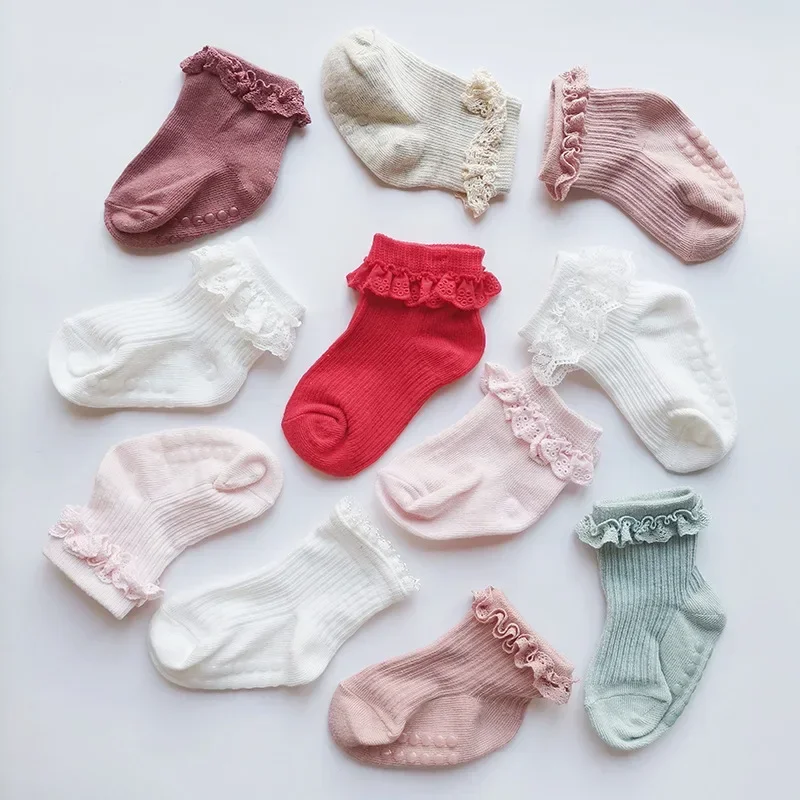 1 Pair Infant Baby Short Sock Lace Princess Jacquard Ruffle Calf Sock for Newborn Spring Autumn Toddler Sock Baby Cheap Stuff