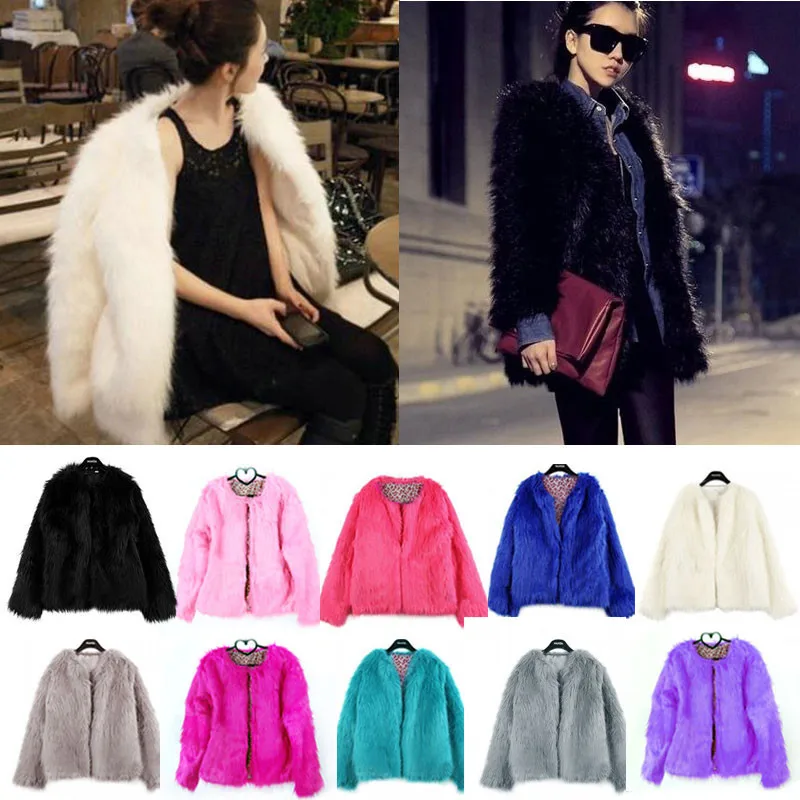 APIPEE 4XL  Colorful Warm Faux Women Fur Coat Loose Black White Pink Plush Coat Female Jacket Fur Autumn Winter Shaggy Outerwear