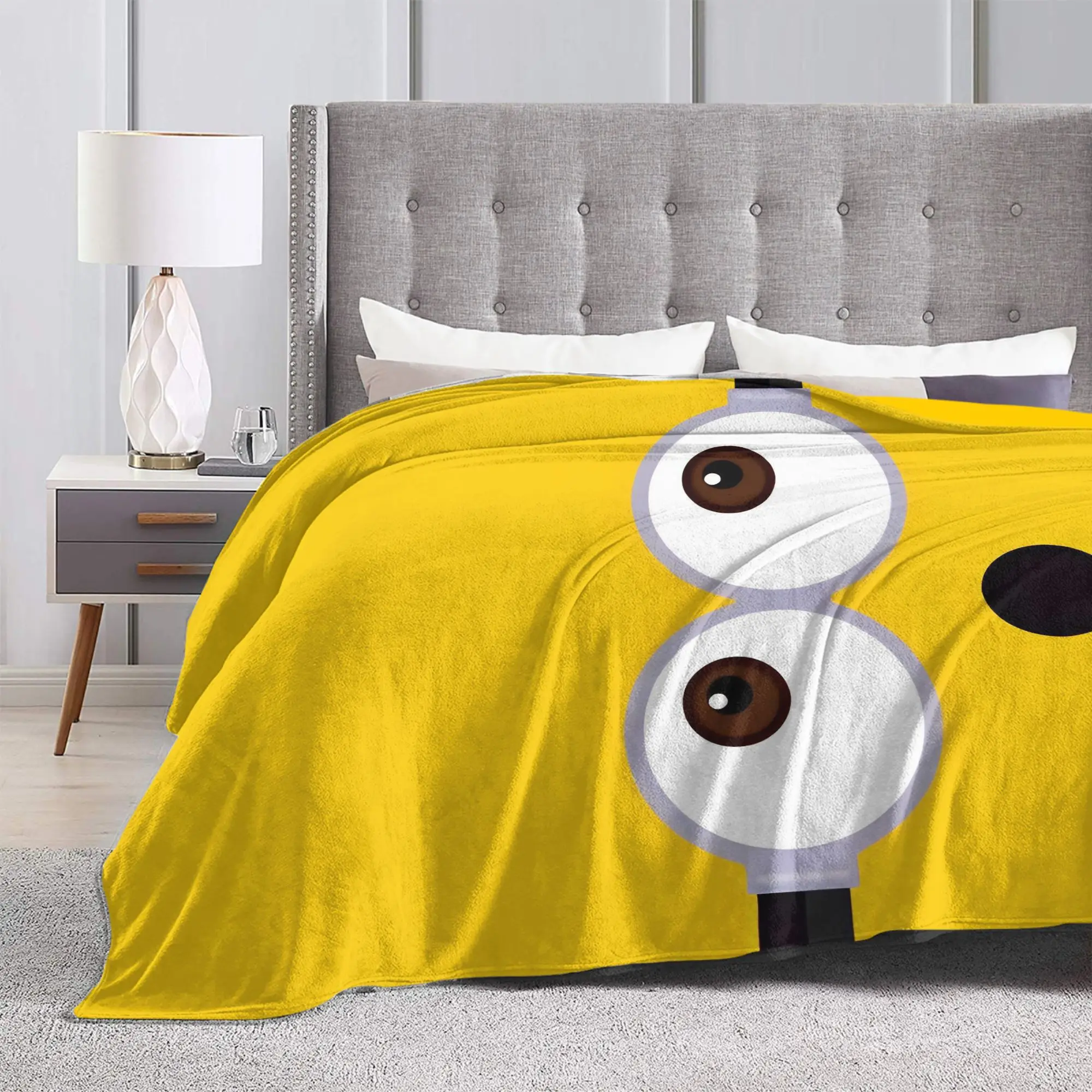 M-Minions-s Cartoon Comedy Blankets Velvet Printed  Breathable Lightweight Throw Blanket for Home Couch Bedspread