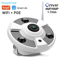 Tuya Smart Life 6MP 4MP 1.7MM Fish Eye Panoramic ONVIF IP Camera POE Camera Audio Record IR Nightvision CCTV Surveillance System