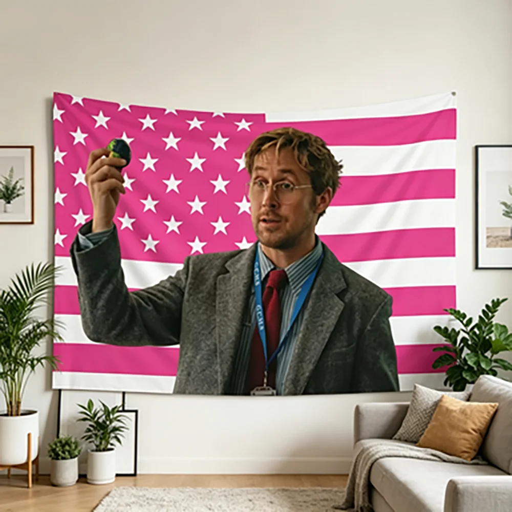 Ryan Gosling as Ryland Grace Pink Flag Tapestry PHM Dormitory Room Wall Decorations for College Students