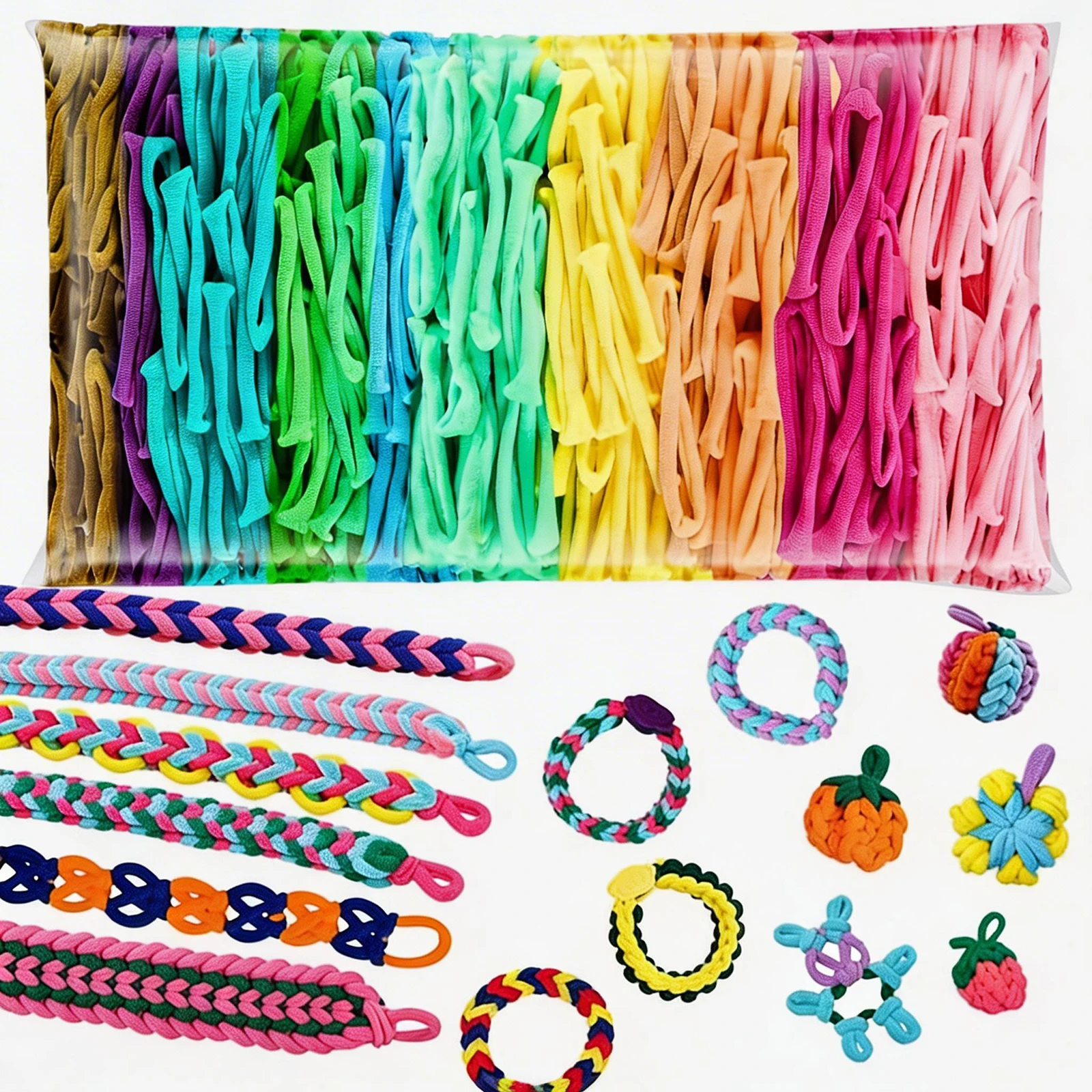

Elastic Colorful Rubber Loom Bands Set for Boy Girl Kid Weaving DIY Toys Craft Gift Bracelet Jewelry Making Accessories Supplies