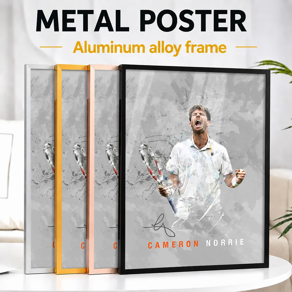 Cameron Norrie Tennis Player Framed Metal Print Customized Photo Minimalist Sport Style Wall Art For Study Ideal Birthday Gift