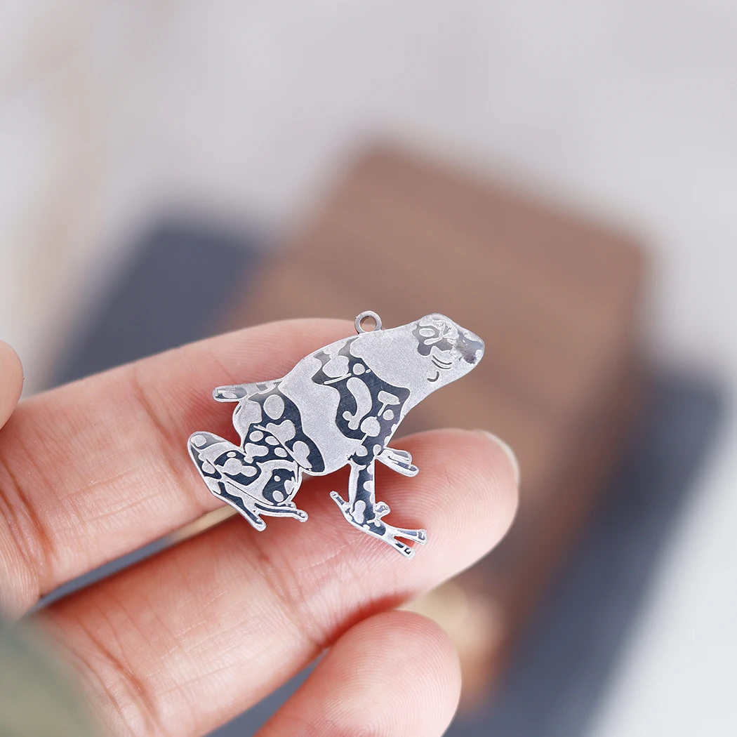 2pcs Dart Frog Charm for Jewelry Making Stainless Steel Necklace Pendant Diy Craft Supplies Accessories