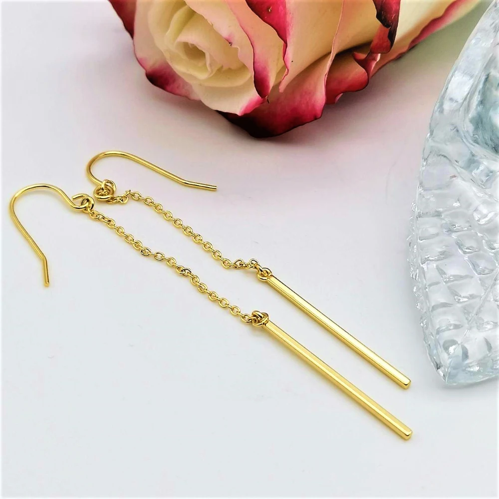 EManco 10PCS Minimalist ยาวสแตนเลสต่างหูผู้หญิง Dangle หูฟังแฟชั่นเครื่องประดับขายส่งโดยตรง