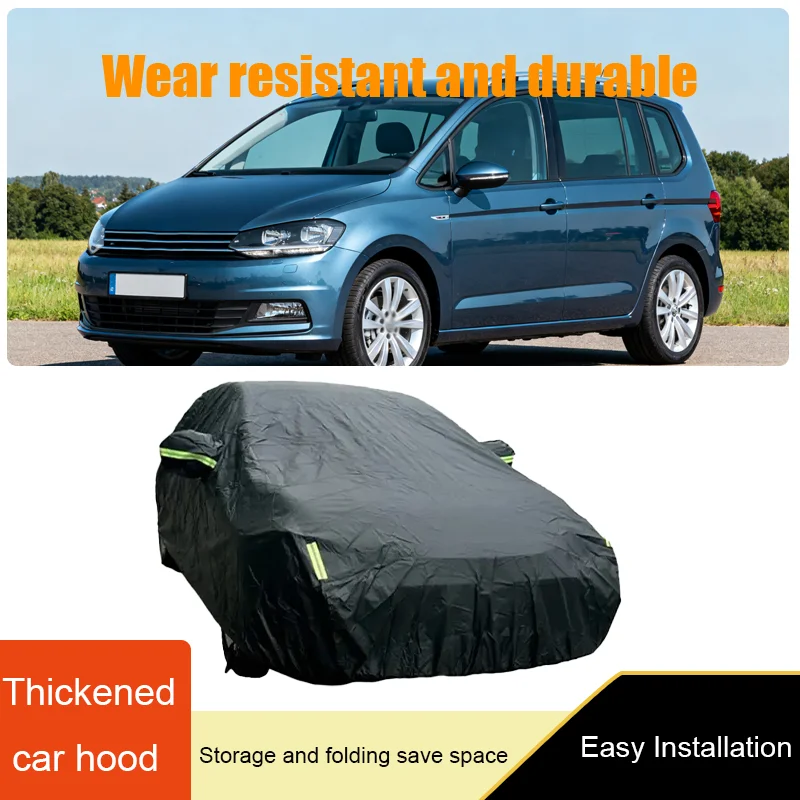 For Volkswagen Safety Car Cover MPV Outdoor Sunshade, UV Protection, Snow Rain Dust Cover Thickened Car Cover