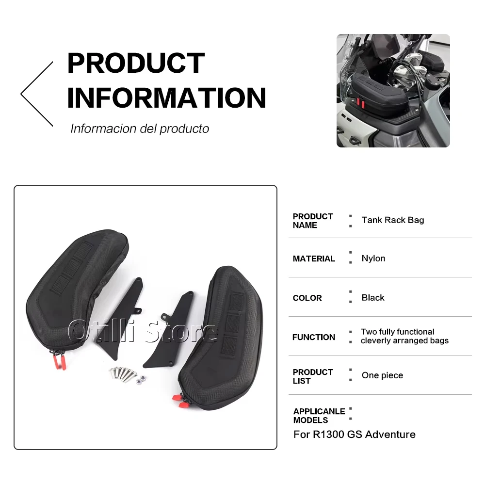 Motorcycle Waterproof Hard Tank Rack Bag For BMW R1300GS Adventure R1300GSA Fuel Tank Storage Pouch Side Bag Accessories 2024-