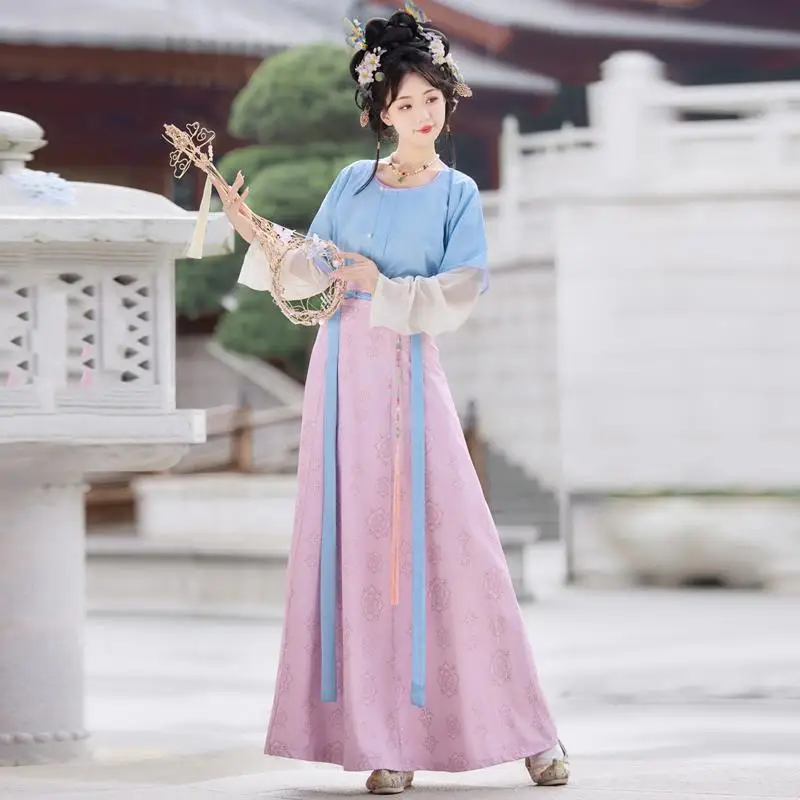 Chinese Dress Original Tang Dynasty Modern Hanfu Printed Spring Summer Round Neck Daily Traditional Women'S Cosplay Red Clothing view 6