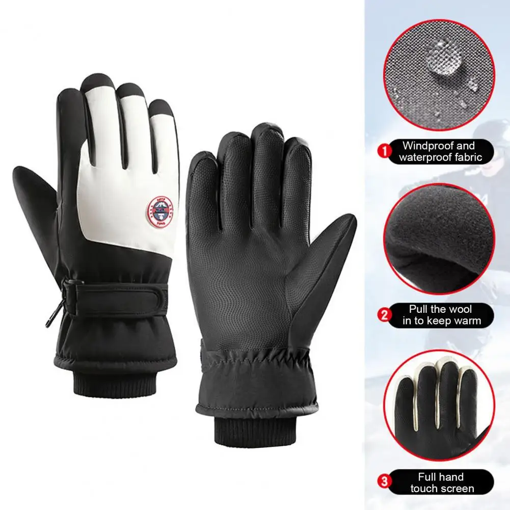 Plush Lined Gloves Grip-enhancing Gloves Winter Outdoor Sports Gloves for Women Men Touch Screen Full Finger Gloves for Running