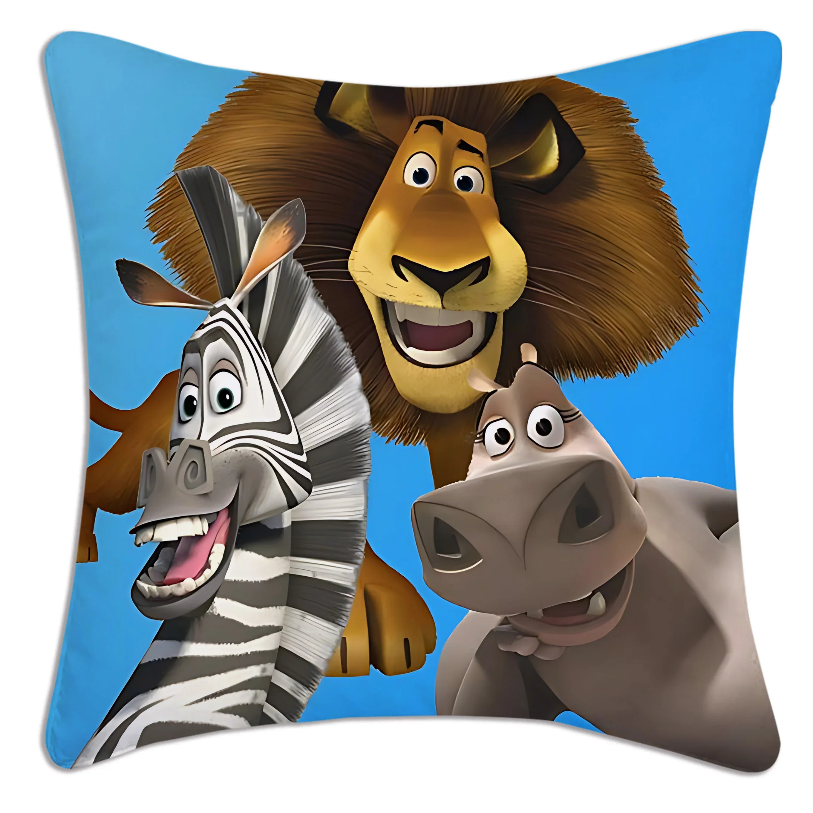 Beast Kingdom Madagascar Pillow Covers Cartoon Sofa Decorative Home Double-sided Printing Short Plush Cute Cushion Cover