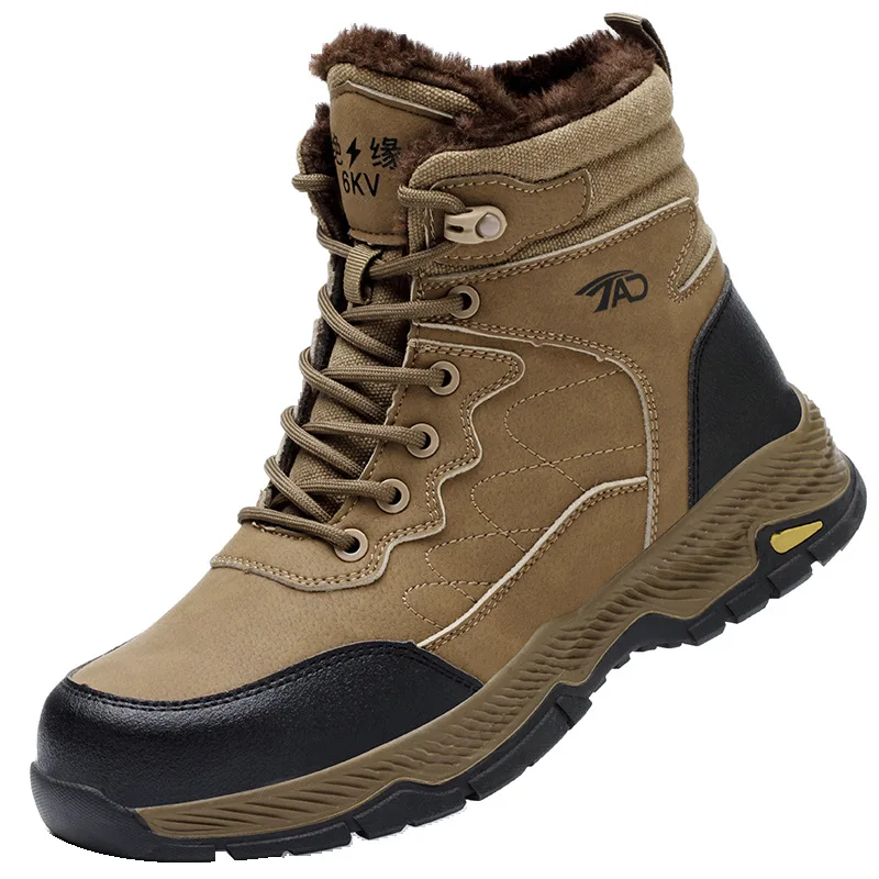 Winter Warmth Insulation Anti-smashing Anti-puncture Safety Work Electricians Fleece and Thickened Labor Protection Shoes
