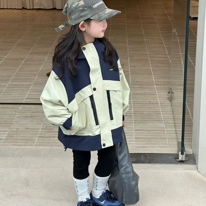 2025 Autumn Winter Cotton Boys Girls Children Kid Patchwark Hood Jacket Thick Warm Windproof Coat 3-10 Years Outfit Toddler