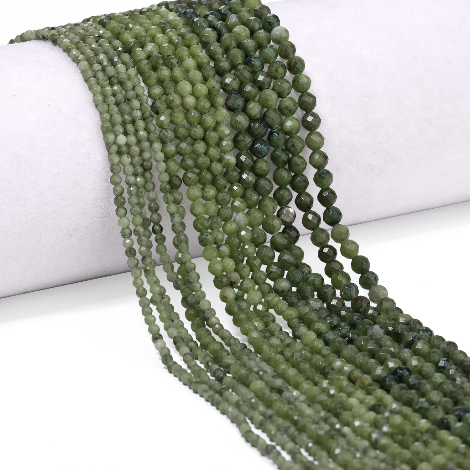2/3/4mm Faceted Natural Stone Green Southern Jade Beads Round Tiny Beads For Jewelry Making DIY Necklace Bracelets Accessories