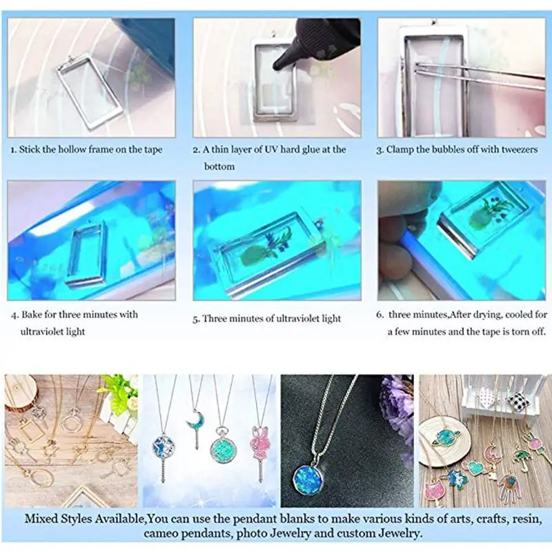 8 Pcs Exquisite Hollow for Pendants Metal Frame Charm with Epoxy Resin Supplies Alloy Open Back Bezel Pend
