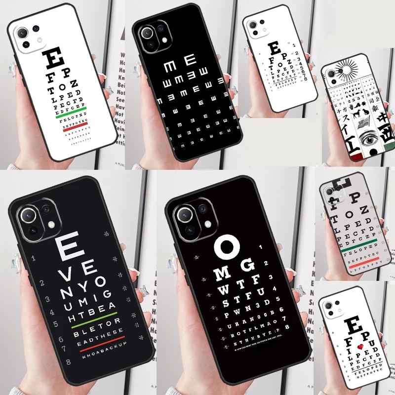 Vision Test Chart Case For POCO F3 F5 M5 M5s X5 X3 Pro F4 X4 GT Xiaomi 13 Ultra 13T 12T 11T Pro 12 Lite Cover