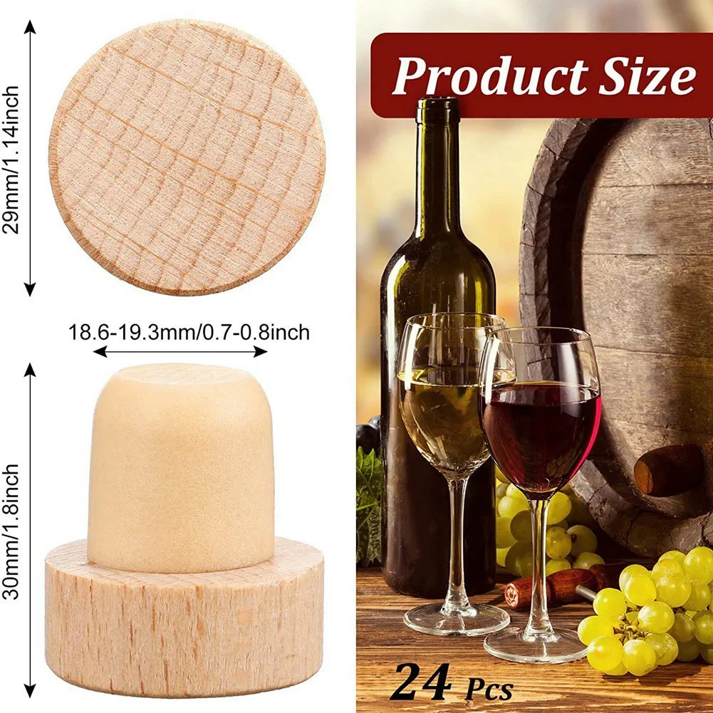 30Pc Wine Bottle Cork T Shaped Cork Plugs for Wine Cork Wine Stopper Reusable Wine Corks Wooden and Rubber Wine Stopper