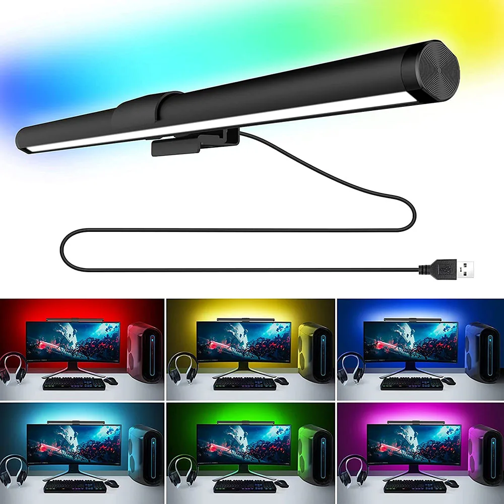 Imagem -02 - Barra de Luz de Led para Monitor de Computador com Escurecimento Contínuo para Cuidados com os Olhos Lâmpada de Mesa Colorida Led Rgb para Monitor de Laptop para Jogadores