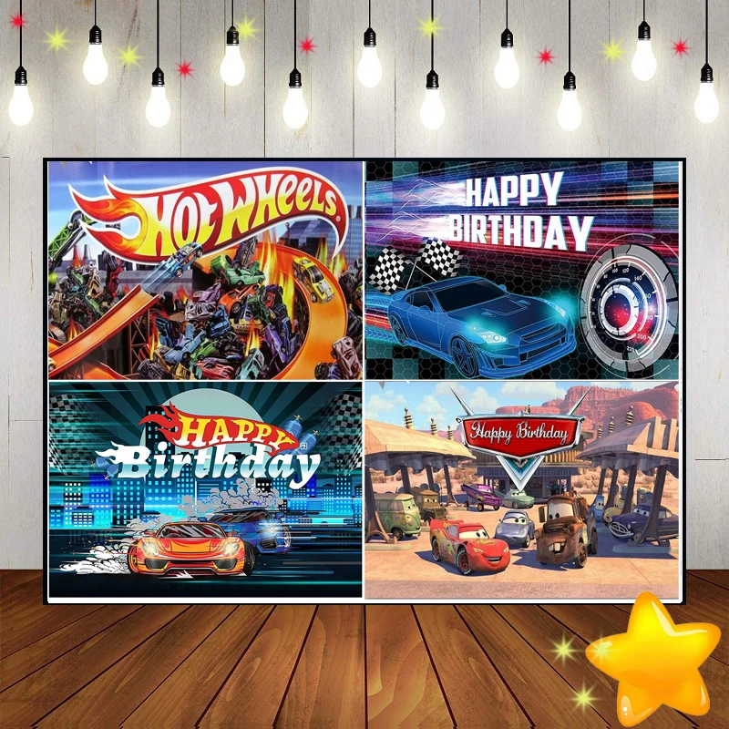 Hot Car Birthday Decoration Background Scenic Photo Competition Photography Backdrops Party Baby Shower Cartoon Custom Backdrop