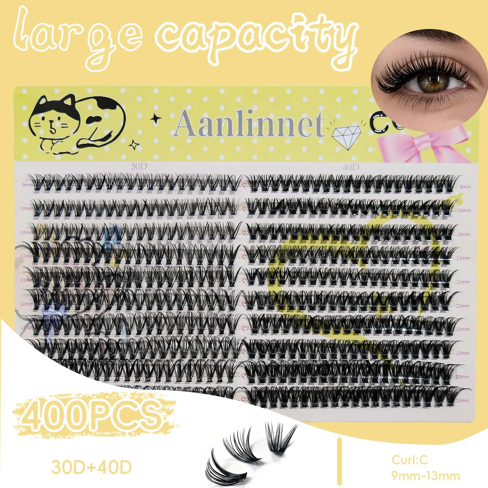 20 Reihen, 400 Büschel 3D-Kunstwimpern, Natürliche Wimpernverlängerung, Make-up, Dichte Wimpern, 30/40/60/80D Wimpernbuch – Detail 8