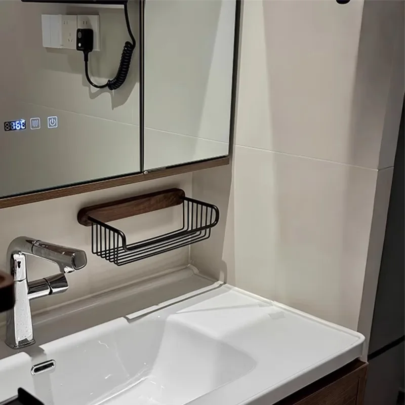 Toilet paper towel holder roll rack free punch walnut drawer toilet storage rack solid wood roll paper holder