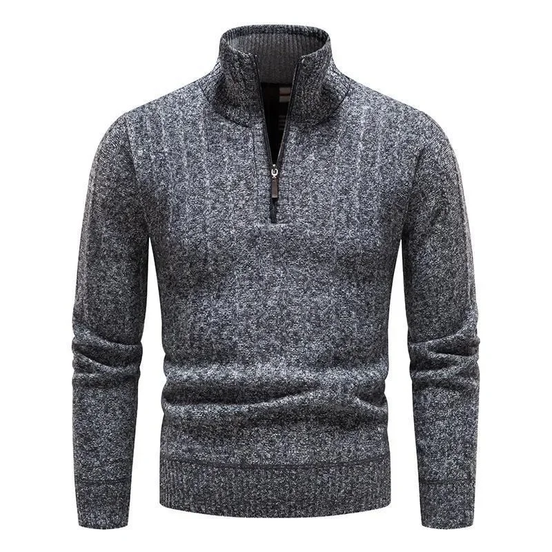 

Sweater Men's 2023 Autumn and Winter New Pullover Stand Neck Plush Large Half Cardigan Men's Sweater Large Knit Men Clothing