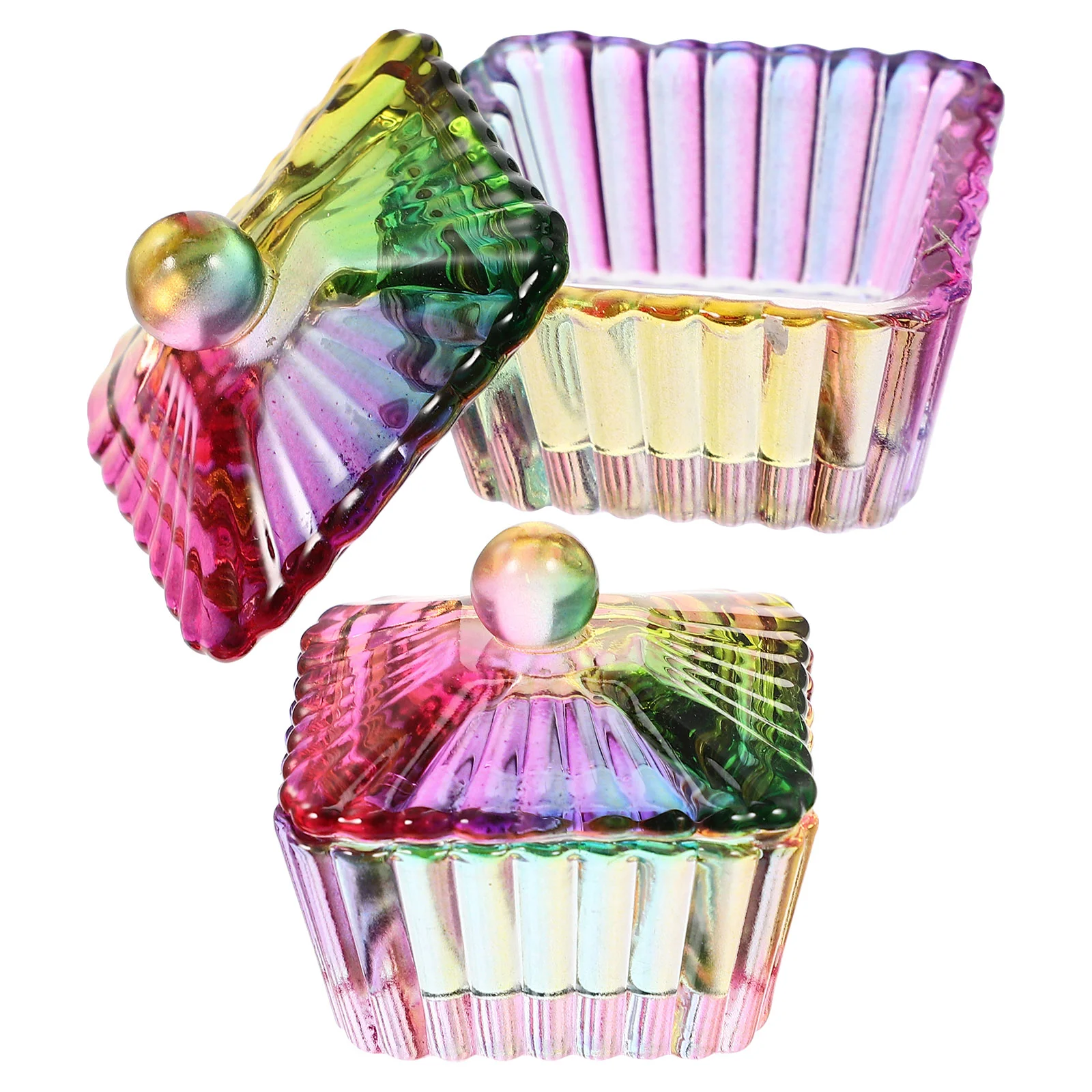 

2 Pcs Colorful Crystal Cup Dip Powder Tray Nail Gel Polish Glass Professional Dappen Dish Supply Manicure