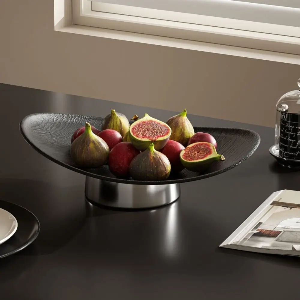 Light Luxury Style Fruit Storage Tray Multi-purpose INS Oval Decorative Plate Simple Imitation Wood Grain Jewelry Display Plate