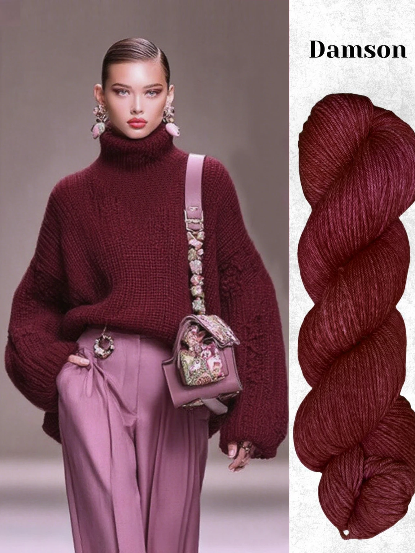 

Осень и зима Новый нишевый вязаный кардиган для женщин, дизайн с ленивым стилем, свитер-топ, бордовый свободный пуловер с водолазкой, повседневный элегантный осенне-зимний топ, базовый универсальный стиль для городских поездок на работу, стильный и повсед