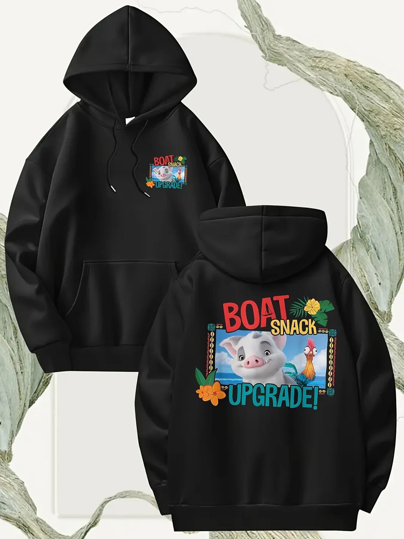 Sudadera con capucha Disney Moana 2 Pua&Heihei Boat Snack Upgrade para mujer, conjunto informal de jersey con patrón de Pua&Heidei suave y cómodo