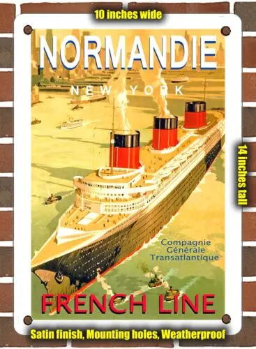 METAL SIGN - 1937 Normandie New York French Line - 10x14 Inches