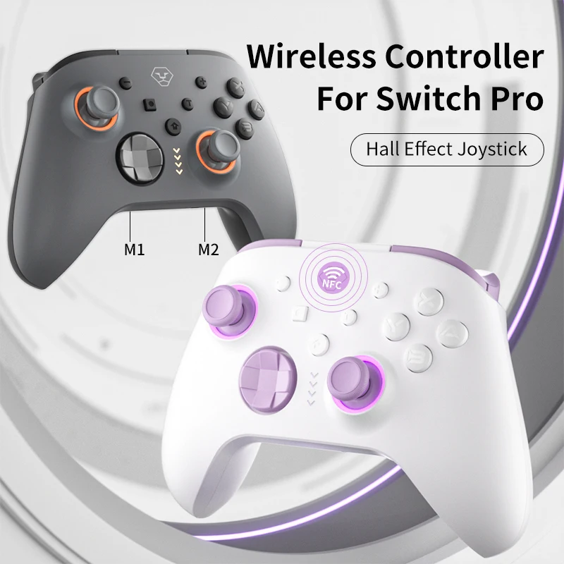 

Aolion RGB Wireless Controllers For Nintendo Switch/Lite/OLED PC/iOS/Android Switch Pro Hall Effect Joystick With NFC Vibration