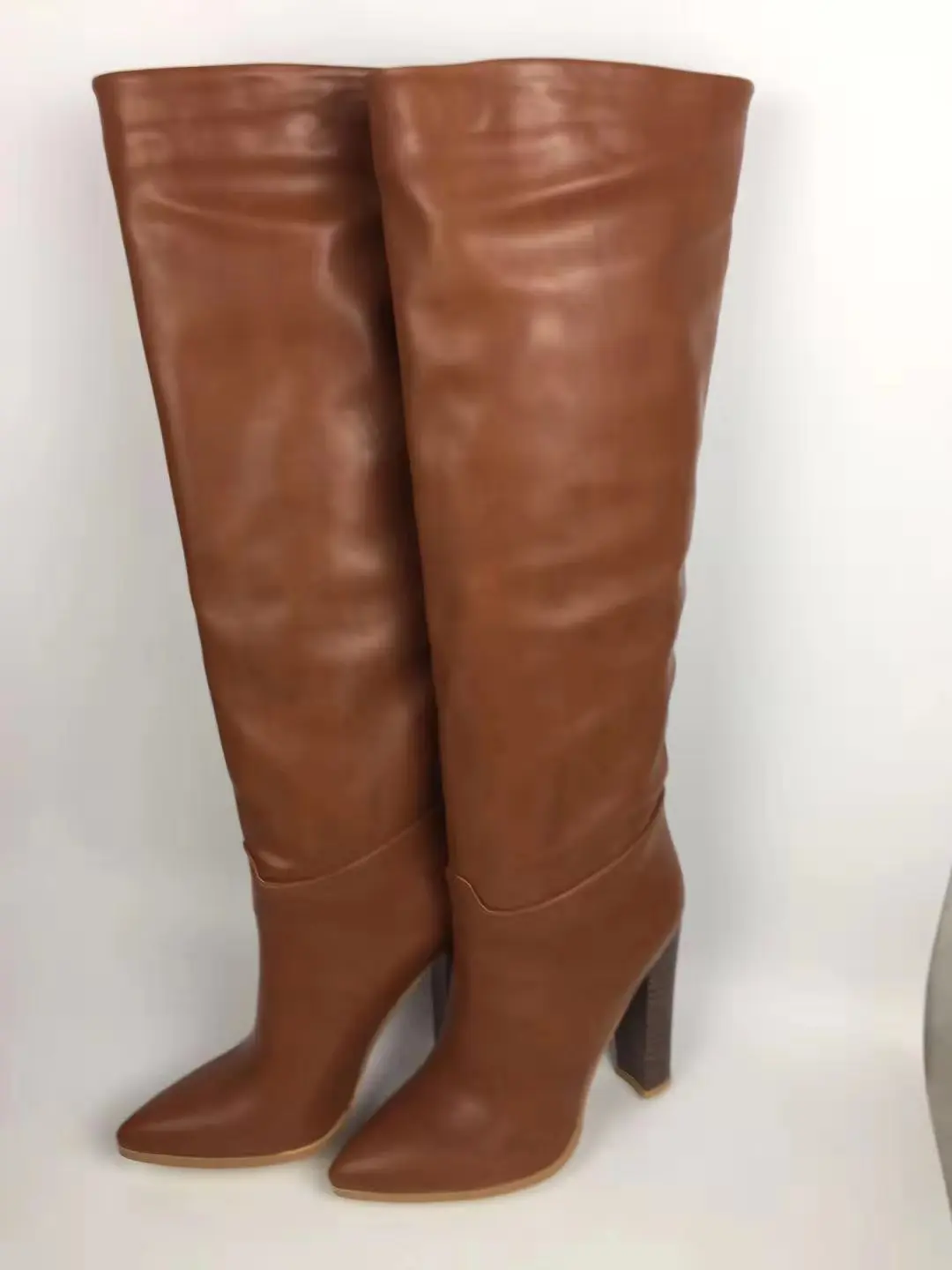 New Trends Genuine Leather Knee High Boots Women Chunky High Heel Shoes Female Retro Knight Long Botas 2022 Runway Shoes Size 45